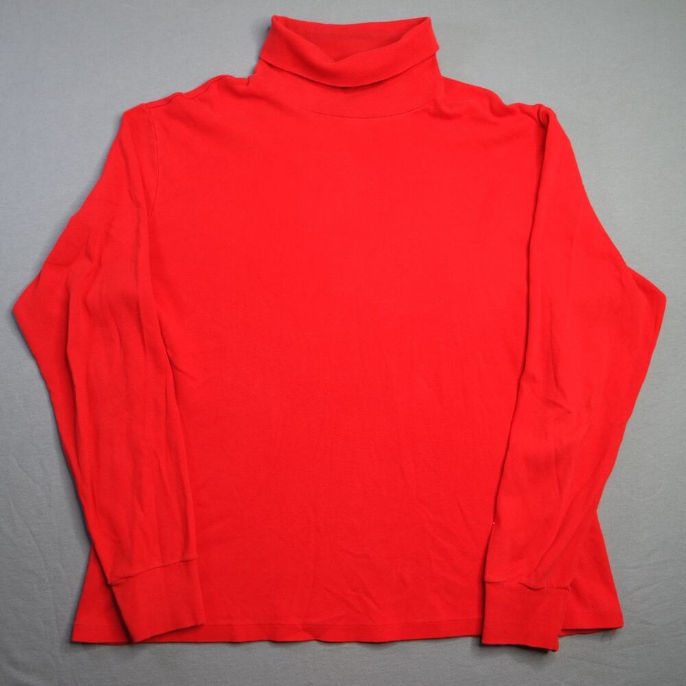 Vintage Cotton Turtleneck Long Sleeve Shirt USA Made Red Duofold 80s 90s Mens XL